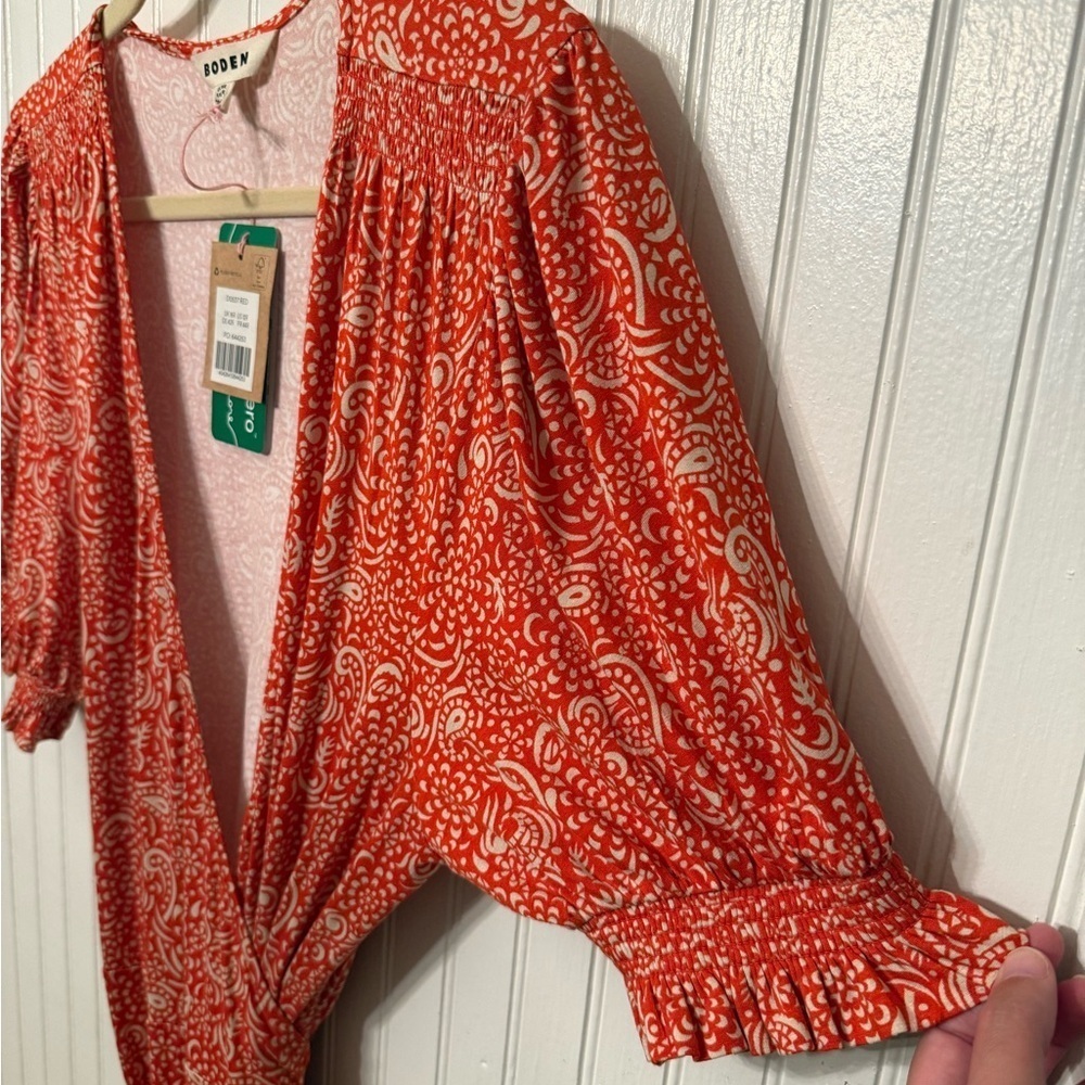 NWT Boden Abstract Pattern Wrap Dress 12R - Picture 4 of 6